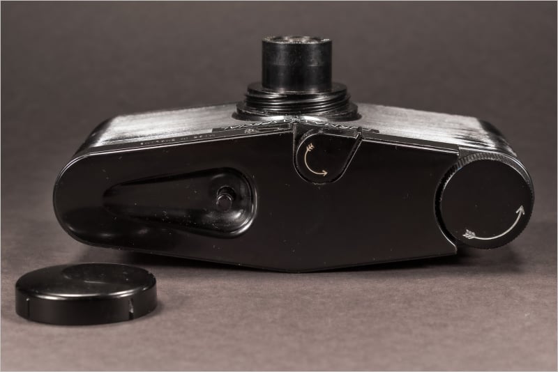 Purma Special, Oberseite mit Objektivdeckel.