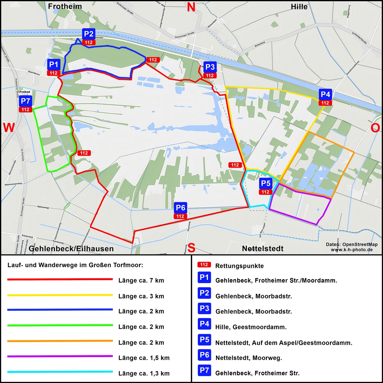 Wanderwege und Laufstrecken im Großen Torfmoor