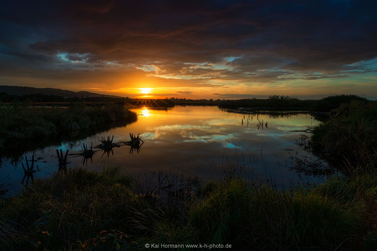 Sonnenuntergang über dem großen Torfmoor. Oktober 2022. 