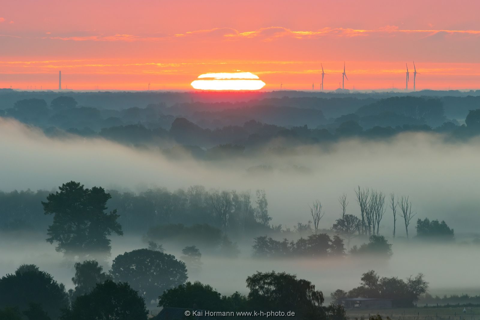 Sonnenaufgang über dem großen Torfmoor und Bastauwiesen. Juni 2024. 