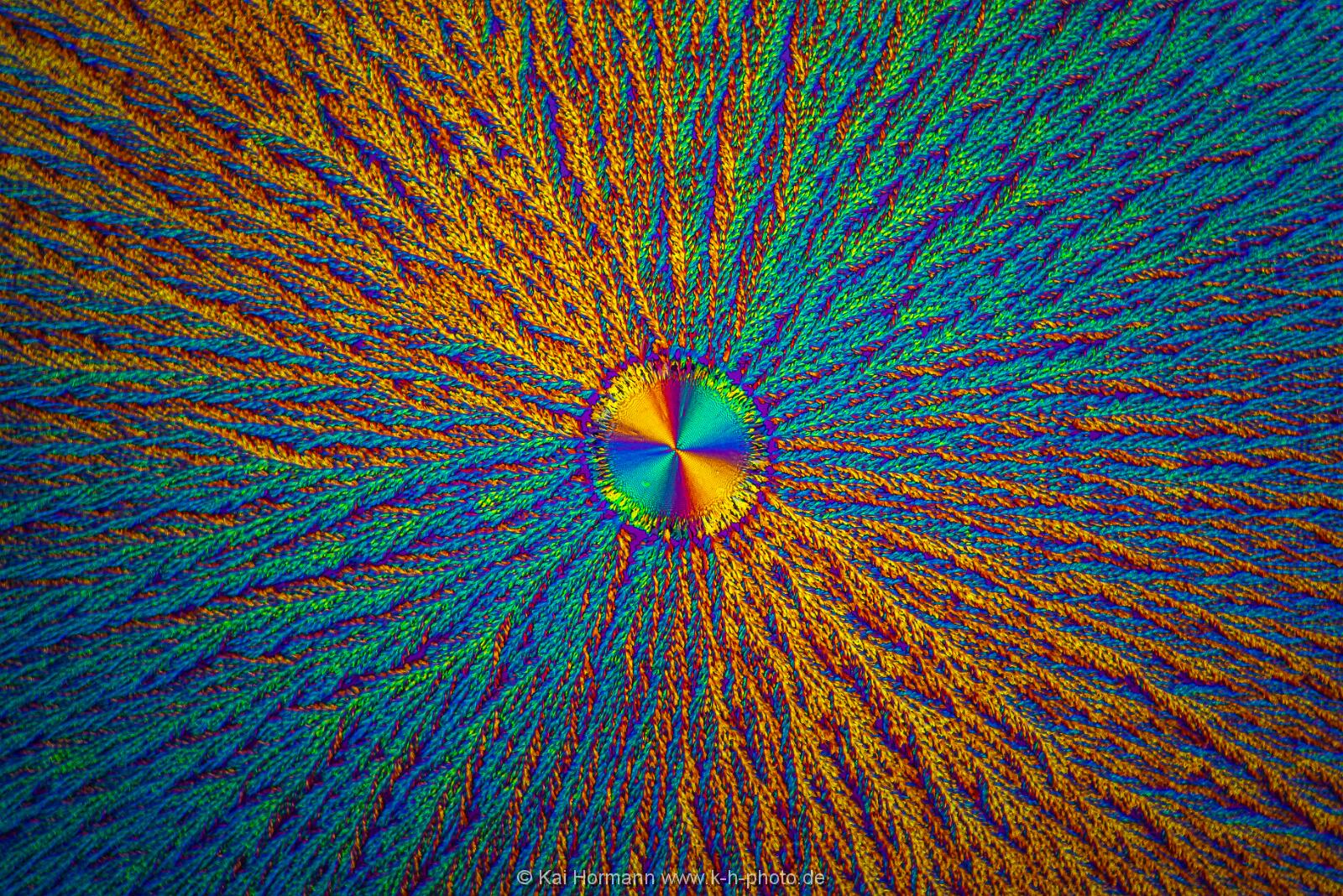 Ascorbinsäure (Vitamin C) Mikrokristalle im polarisierten Licht.