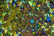 Hydrochinon Mikrokristalle im polarisierten Licht.