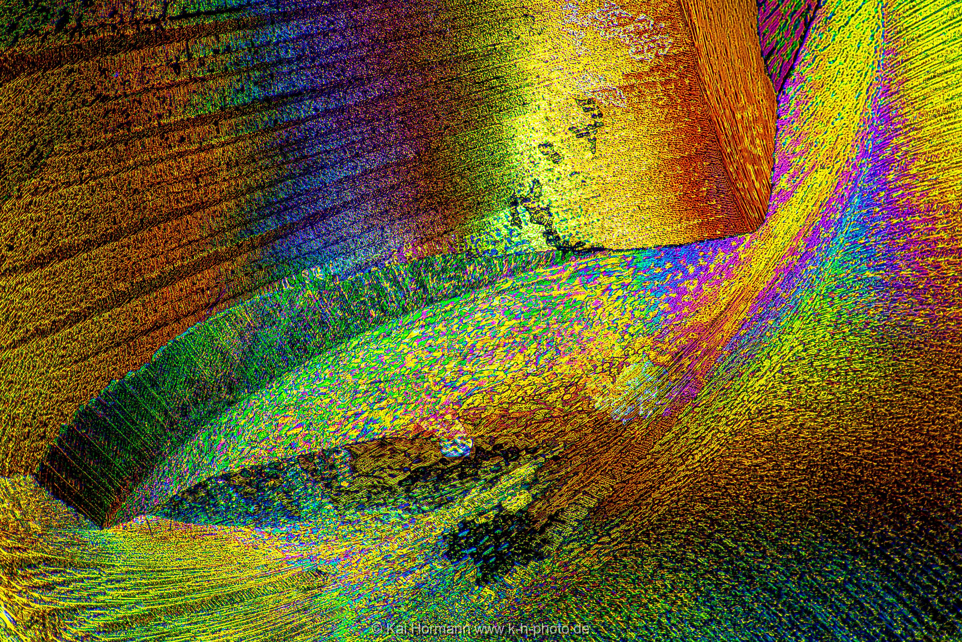 Kaliumnitrat Mikrokristalle im polarisierten Licht.