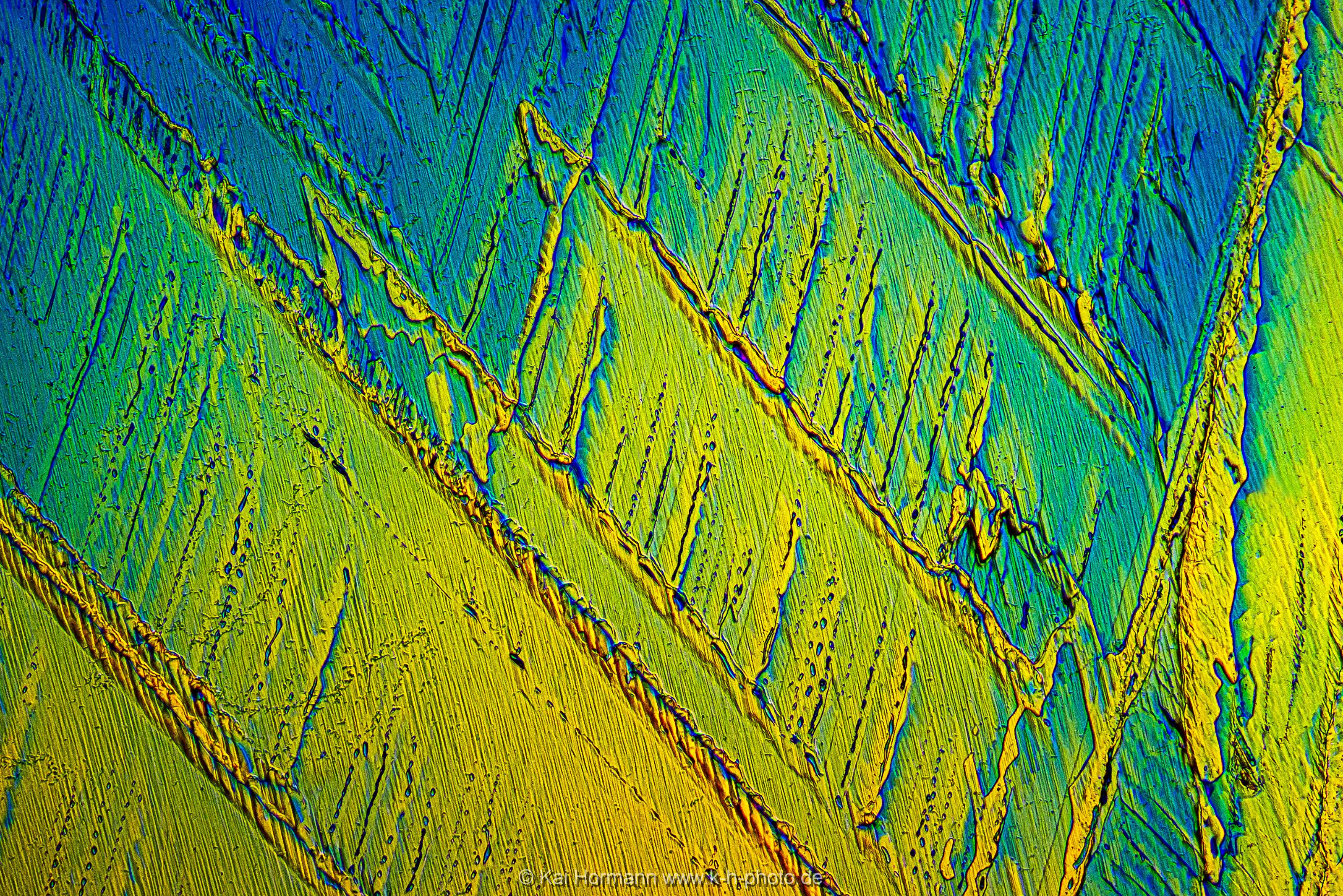 Kupfersulfat Mikrokristalle im polarisierten Licht.