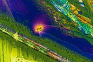 Natriumhydrogensulfat Mikrokristalle im polarisierten Licht.