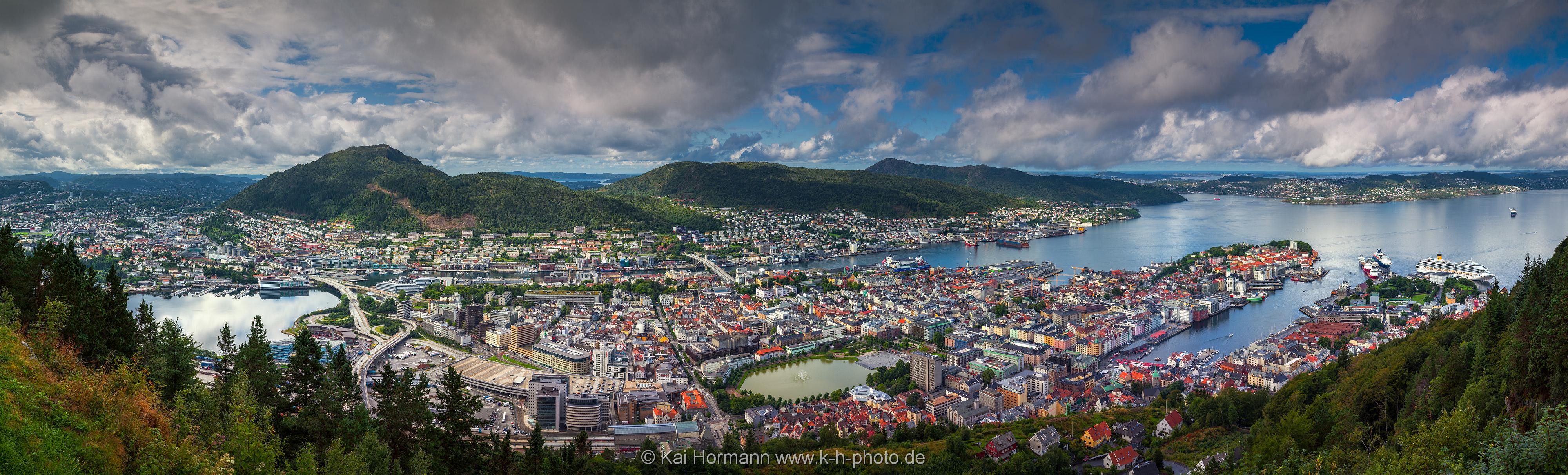 Norwegen Bergen Panorama. Bergen,Norwegen