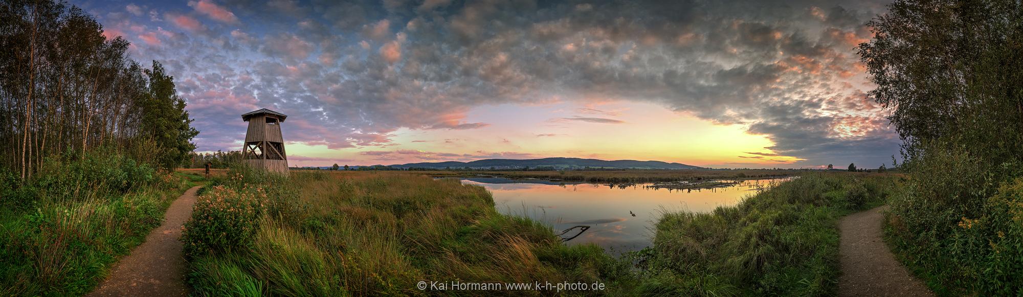 Landschaftspanorama großes Torfmoor Ein Septemberabend im Moor. 16. 09.2017.