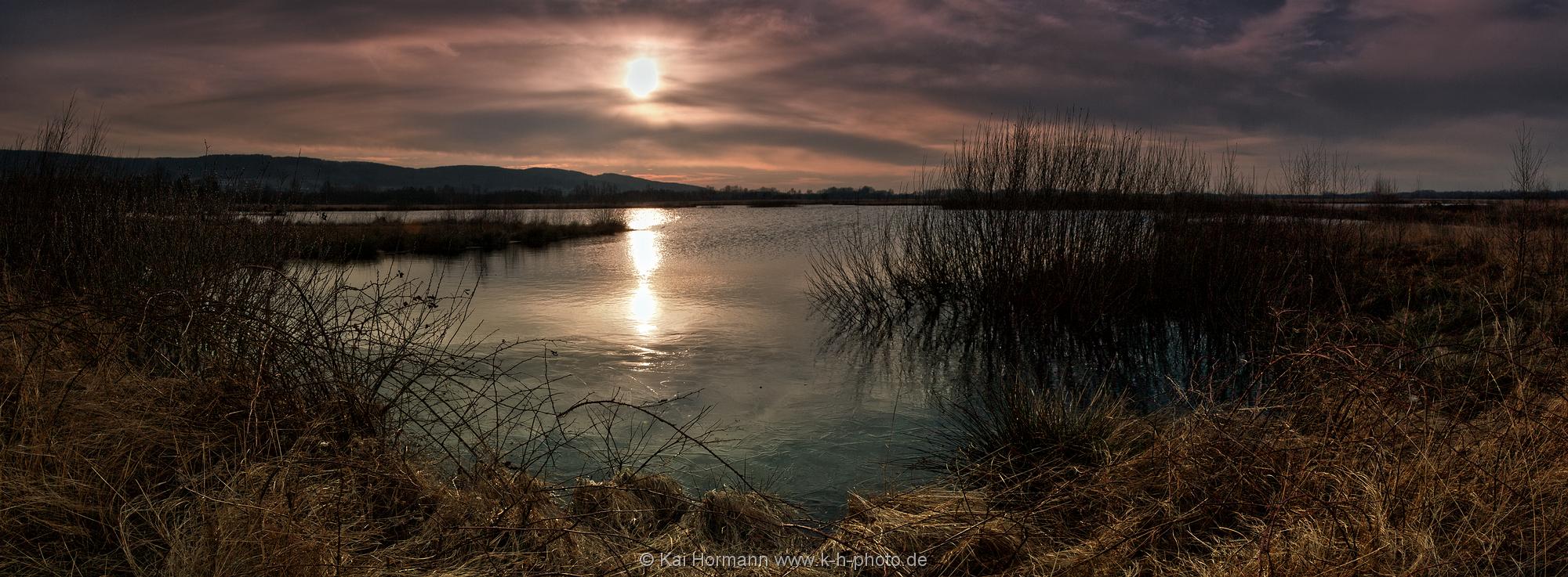 Landschaftspanorama Februar-Abend im Moor