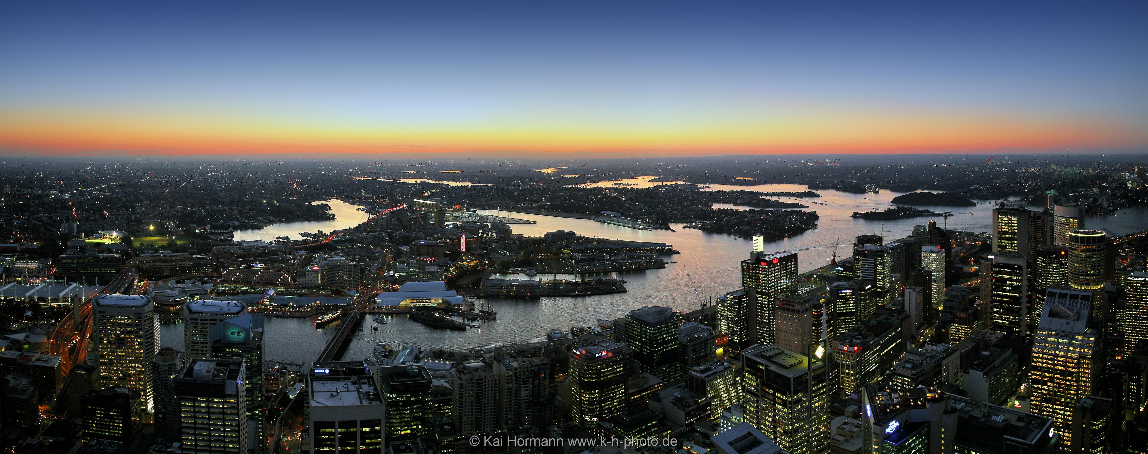 Sydney Panorama. Abendlicher Blick auf Sydney, Australien.
